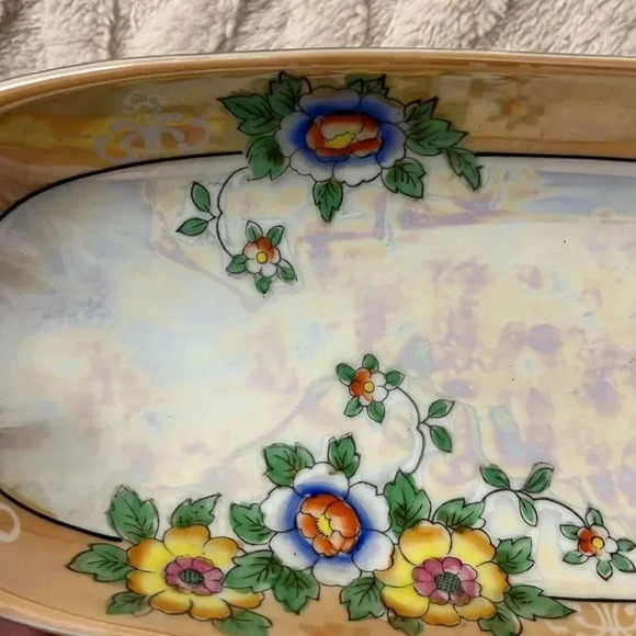 Vintage Noritake Lusterware Oval Tray made in Japan 11”x 5” - Picture 3 of 3